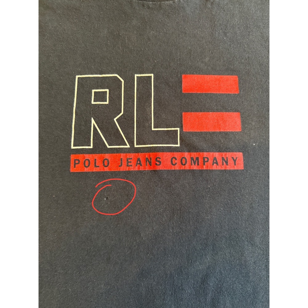 Ralph Lauren Polo Jeans Co RL Logo T Shirt Mens Large Y2K Navy Graphic Tee - Picture 2 of 8
